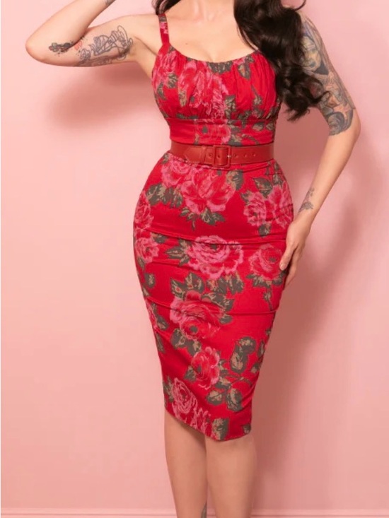 Vixen by Micheline Pitt Dresses & Skirts - Red Roses Ingenue Wiggle Dress